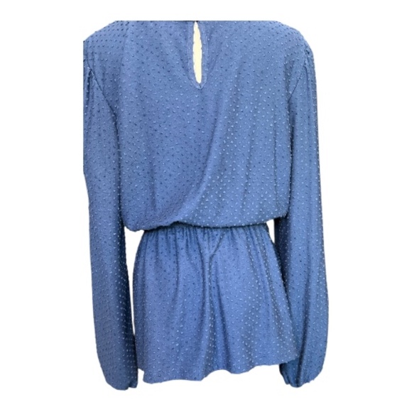 EUC Ava James blue textured long sleeve tie-back, tie-front/top – XL - Picture 7 of 11